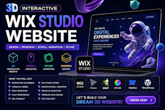 design 3d interactive wix studio website wix redesign scrolling animation spline