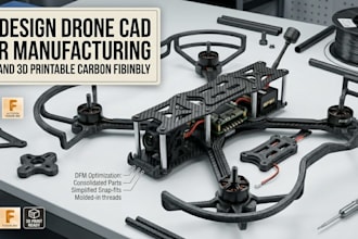 redesign drone cad for manufacturing dfm and 3d printable carbon fiber assembly