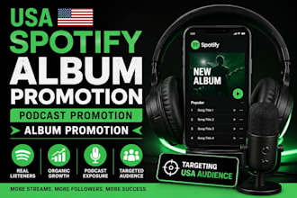 do USA spotify album promotion, podcast pr0motion, album prom0tion