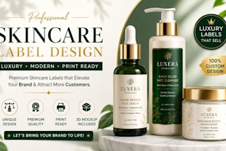 design luxury skincare label and cosmetic packaging