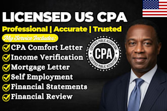 provide a licensed CPA letter for income verification, mortgage, self employment