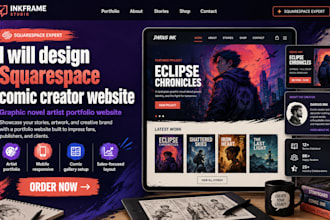 design squarespace comic creator website graphic novel artist portfolio website
