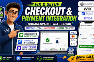 fix squarespace wix ecwid checkout stripe API visa mastercard google pay setup