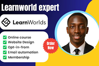 setup an high converting learnworld online course,website design