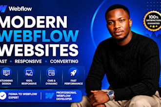 design webflow website, landing page, figma to webflow, cms, webhook automation