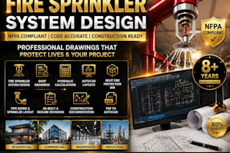 design nfpa fire sprinkler systems, hydraulic calculations, autocad shop drawing