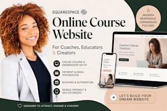 build a squarespace online course website, membership site or coaching website