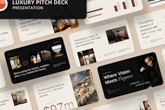 design branded powerpoint presentation, business slides, pitch deck