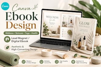 do canva ebook design lead magnet on wellness, lifestyle, skincare, health, yoga