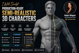 sculpt production ready semi realistic 3d character model