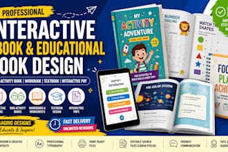 design interactive ebook, activity kids book, textbook, educational book design