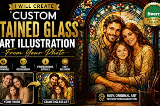 create custom stained glass art illustration from your photo