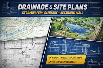 design stormwater drainage system stormwater sanitary plan retaining wall site
