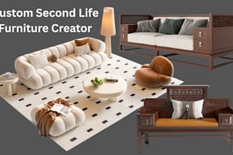 design low li low poly 3d furniture for second life imvu in blender dae