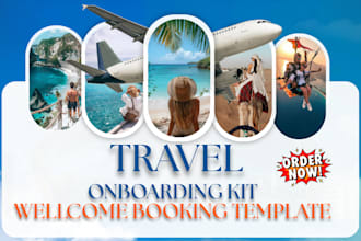 create a travel agent client onboarding kit with welcome pack booking template