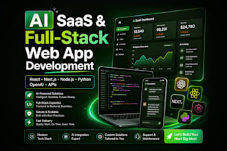 build ai saas web apps, dashboard, chatbots and full stack web apps