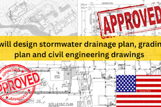 design stormwater drainage plan, grading plan and civil engineering drawings
