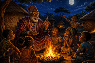 illustrate african children stories and folklore characters