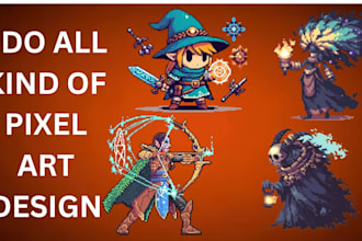 create pixel art character designs, sprite sheet animation