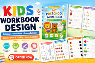design canva ebook kids printable workbook kids workbook preschool workbook