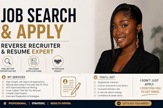 be your reverse recruiter, do your job search and application, apply to jobs
