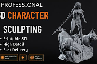 do high quality 3d character sculpt statue stl figurine for 3d printing  zbrush