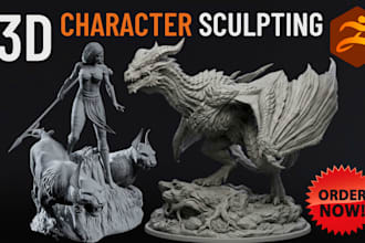 sculpt high quality 3d character statue action figurine fo 3d printing in zbrush