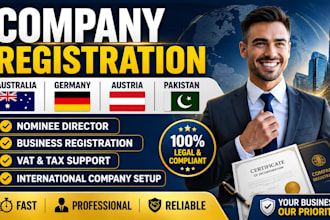 company registration in australia, austria, pakistan, germany nominee director