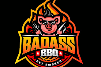 draw awesome unique barbecue e sport mascot logo within two days design