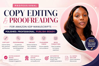 do expert copy editing and proofreading for amazon kdp manuscript book editor