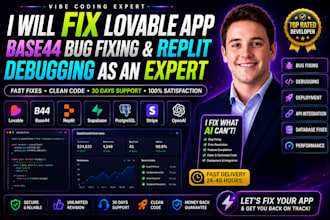 lovable app bug fix, base44 and replit,emegent debugging, rescue mvp as expert