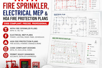 design nfpa fire sprinkler, electrical mep and hoa fire protection plans