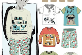 create professional kidswear technical flats and fashion sketches