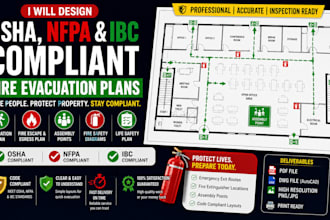 design osha nfpa and ibc compliant fire evacuation, egress and life safety plans