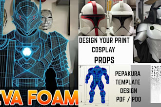 do eva foam 3d cosplay armor pepakura 3d cosplay mask, props template for print