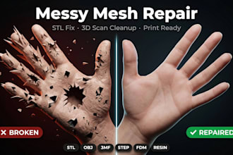 repair stl file, modify stl file, fix stl file, mesh repair, cad for 3d printing