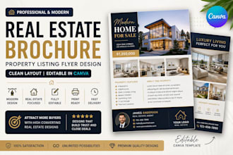 design canva real estate brochure property listing flyer realtor ads