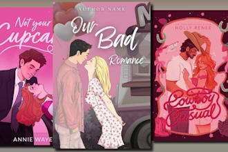 do illustrated spicy romance book cover custom character design ebook cover