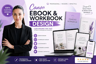design canva ebook, workbook and lead magnet PDF for coaches