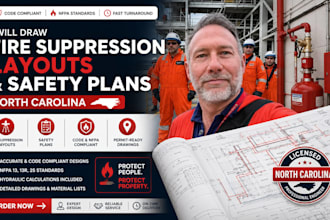 draw fire suppression layouts and safety plans for north carolina