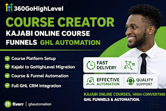 course creator 360 gohighlevel kajabi online course funnels automation ghl cc360