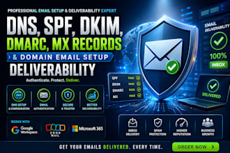 configure dns, spf, dkim, dmarc mx records and domain email setup deliverability
