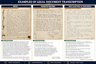 type old handwritten legal documents deeds wills probate records