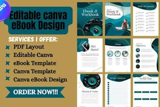design ebook template, canva ebook template, editable canva PDF layout