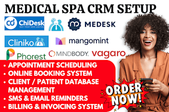 do medical spa CRM chidesk cliniko medesk mangomint vagaro phorest mindbody crm
