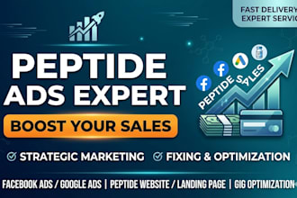 be your peptide marketing expert, setup and fix peptide ads for more sales