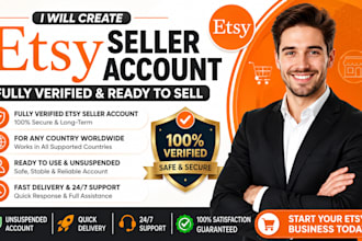 create fully verified etsy seller account and etsy shop setup for any country