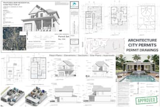 house plans for city permit blueprint, architect, adu, garage, deck, patio, shed