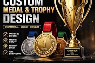 design professional 3d trophy and medal designs for awards and events