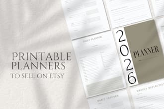 design minimalist printable planners for your etsy shop
